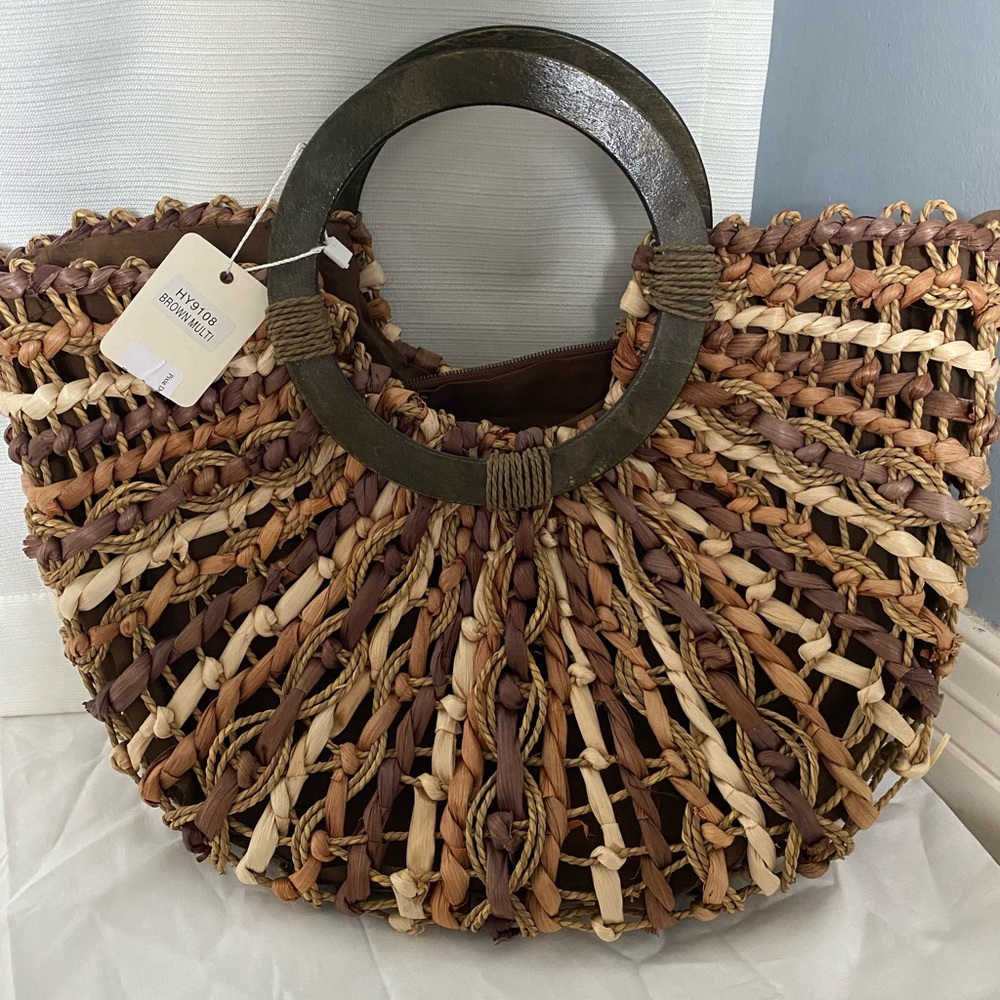 Brown Woven Handbag